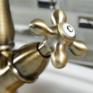 Heritage KS1493AX Two-Handle 1-or-3 Hole Deck Mount Vessel Faucet, Antique Brass