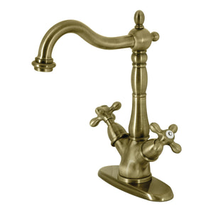Heritage KS1493AX Two-Handle 1-or-3 Hole Deck Mount Vessel Faucet, Antique Brass