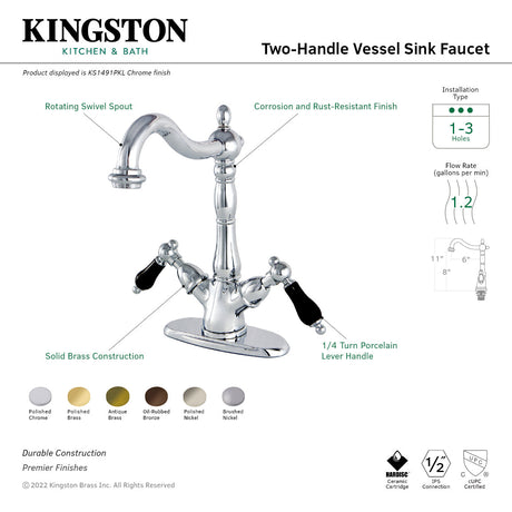 Duchess KS1493PKL Two-Handle 1-or-3 Hole Deck Mount Vessel Faucet, Antique Brass