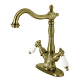 Heritage KS1493PL Two-Handle 1-or-3 Hole Deck Mount Vessel Faucet, Antique Brass