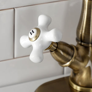 Heritage KS1493PX Two-Handle 1-or-3 Hole Deck Mount Vessel Faucet, Antique Brass