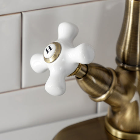 Heritage KS1493PX Two-Handle 1-or-3 Hole Deck Mount Vessel Faucet, Antique Brass