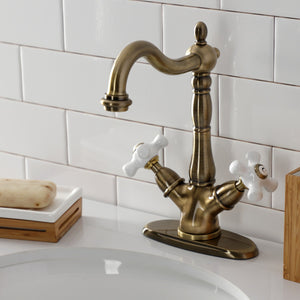 Heritage KS1493PX Two-Handle 1-or-3 Hole Deck Mount Vessel Faucet, Antique Brass
