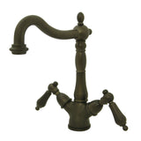 Heritage KS1495AL Two-Handle 1-or-3 Hole Deck Mount Vessel Faucet, Oil Rubbed Bronze