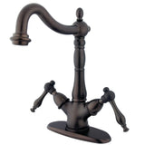 Heritage KS1495NL Two-Handle 1-or-3 Hole Deck Mount Vessel Faucet, Oil Rubbed Bronze