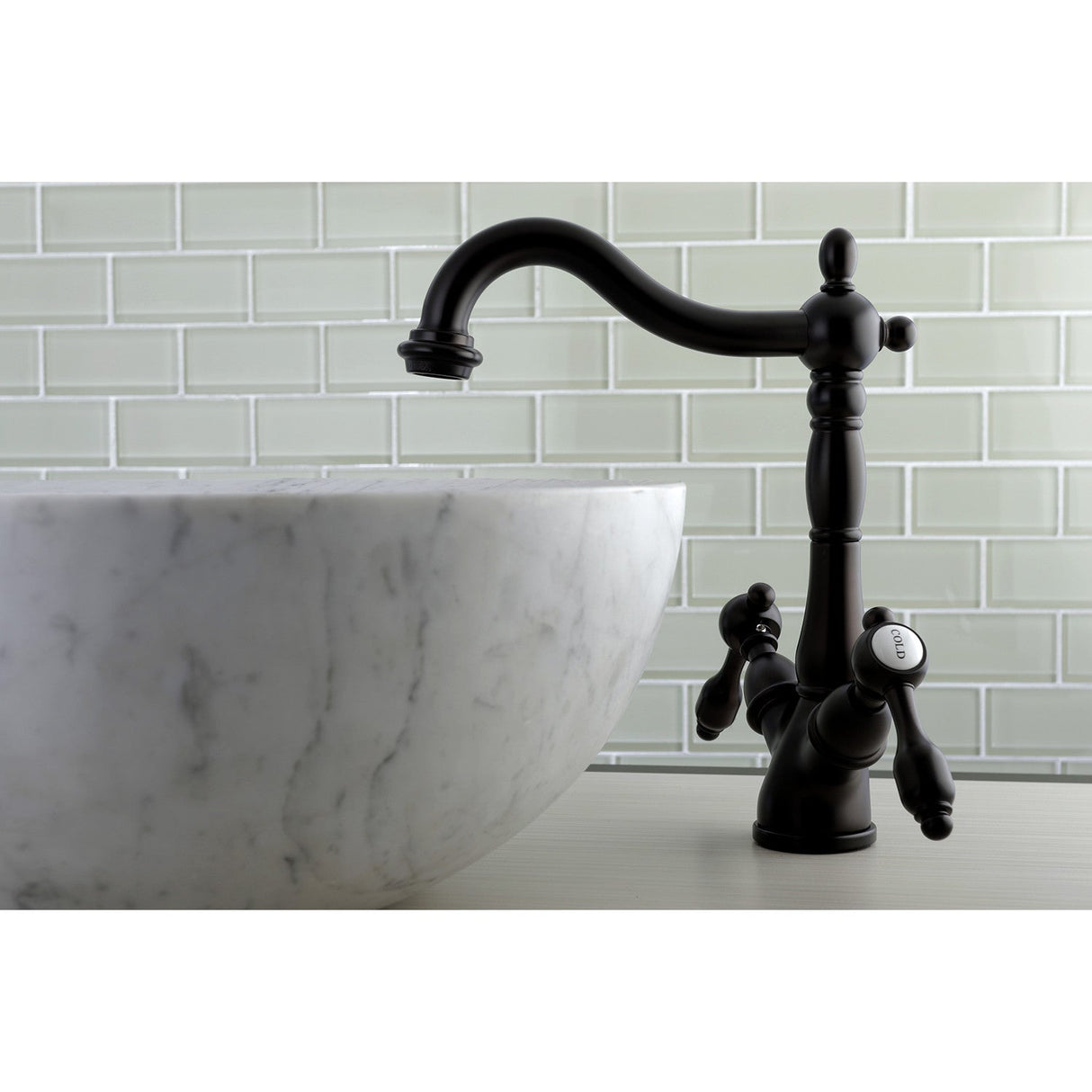 Tudor KS1495TAL Two-Handle 1-or-3 Hole Deck Mount Vessel Faucet, Oil Rubbed Bronze