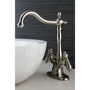 Heritage KS1498AL Two-Handle 1-or-3 Hole Deck Mount Vessel Faucet, Brushed Nickel