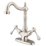 Heritage KS1498BL Two-Handle 1-or-3 Hole Deck Mount Vessel Faucet, Brushed Nickel