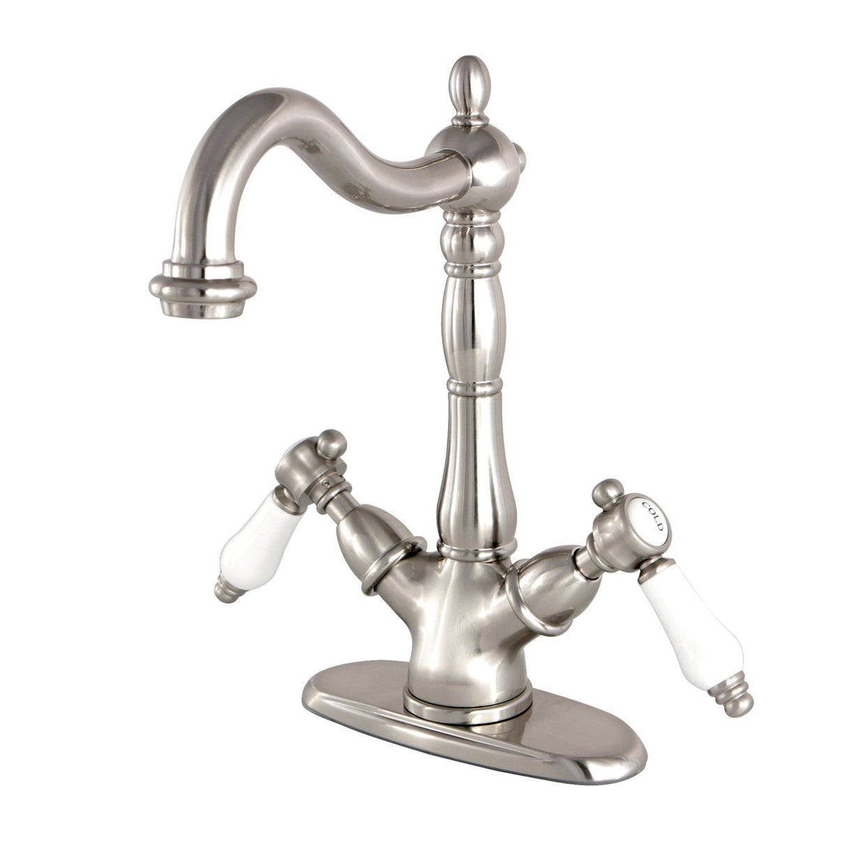 Bel-Air KS1498BPL Two-Handle 1-or-3 Hole Deck Mount Vessel Faucet, Brushed Nickel