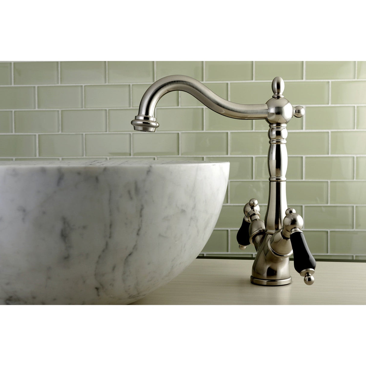 Duchess KS1498PKL Two-Handle 1-or-3 Hole Deck Mount Vessel Faucet, Brushed Nickel