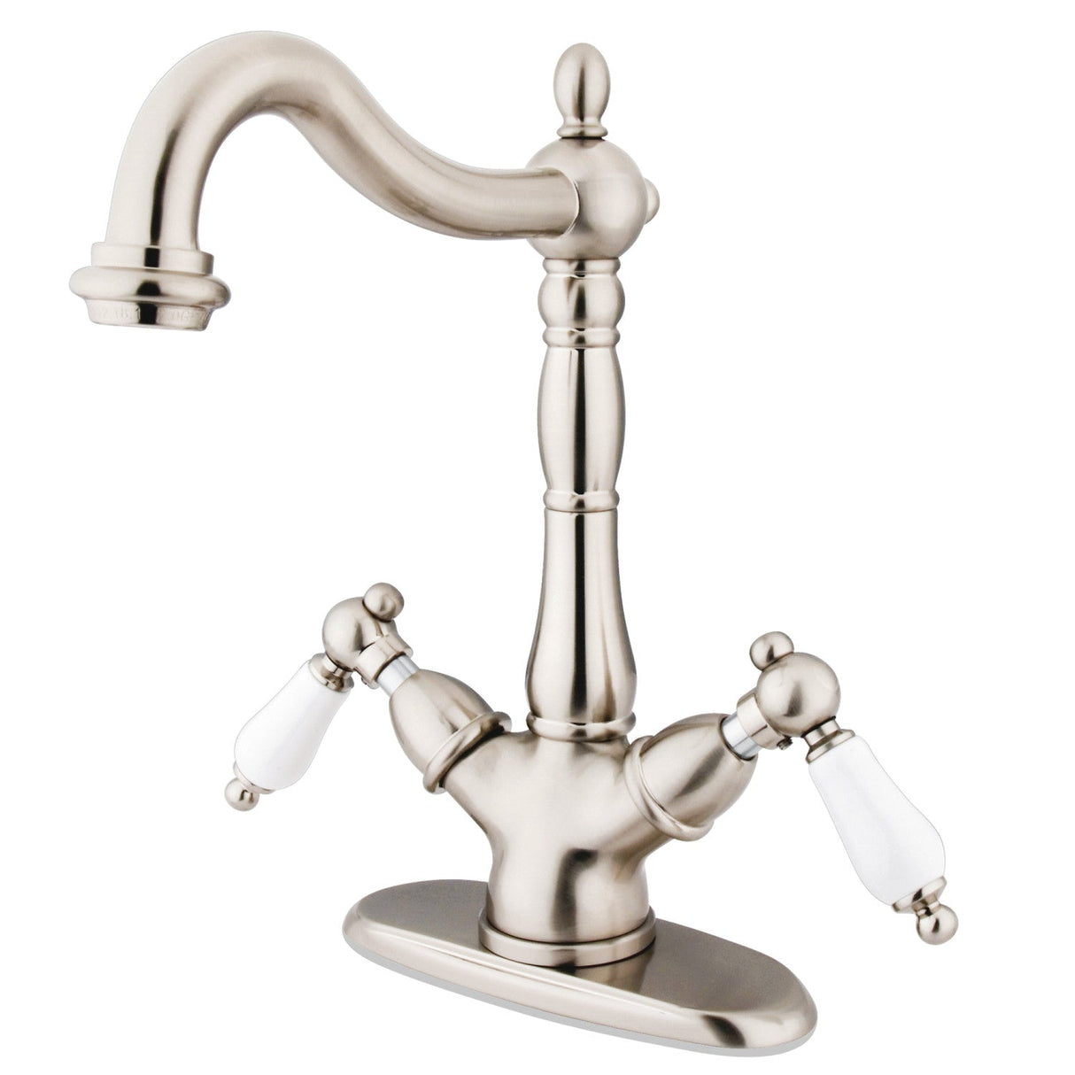 Heritage KS1498PL Two-Handle 1-or-3 Hole Deck Mount Vessel Faucet, Brushed Nickel