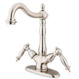 Heritage KS1498TL Two-Handle 1-or-3 Hole Deck Mount Vessel Faucet, Brushed Nickel