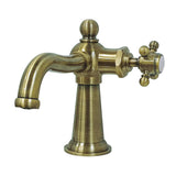 Nautical KS154BXAB Single-Handle 1-Hole Deck Mount Bathroom Faucet with Push Pop-Up, Antique Brass