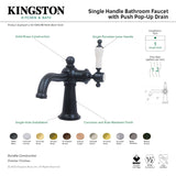 Nautical KS154KLMB Single-Handle 1-Hole Deck Mount Bathroom Faucet with Push Pop-Up, Matte Black
