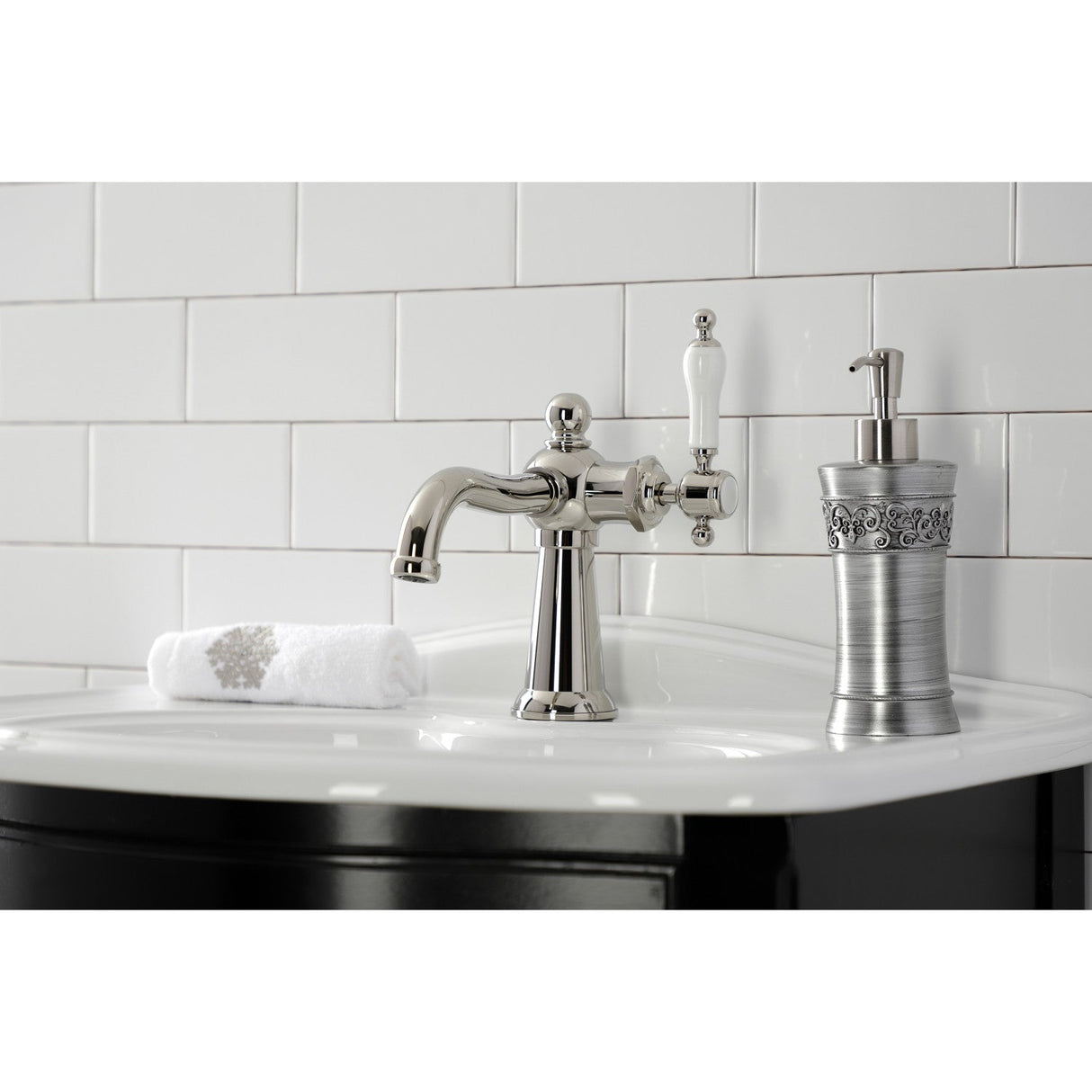 Nautical KS154KLPN Single-Handle 1-Hole Deck Mount Bathroom Faucet with Push Pop-Up, Polished Nickel