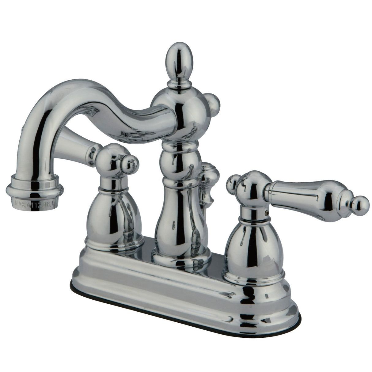 Heritage KS1601AL Two-Handle 3-Hole Deck Mount 4" Centerset Bathroom Faucet with Brass Pop-Up, Polished Chrome