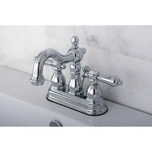 KS1601BAL Two-Handle 3-Hole Deck Mount 4" Centerset Bathroom Faucet with Brass Pop-Up, Polished Chrome