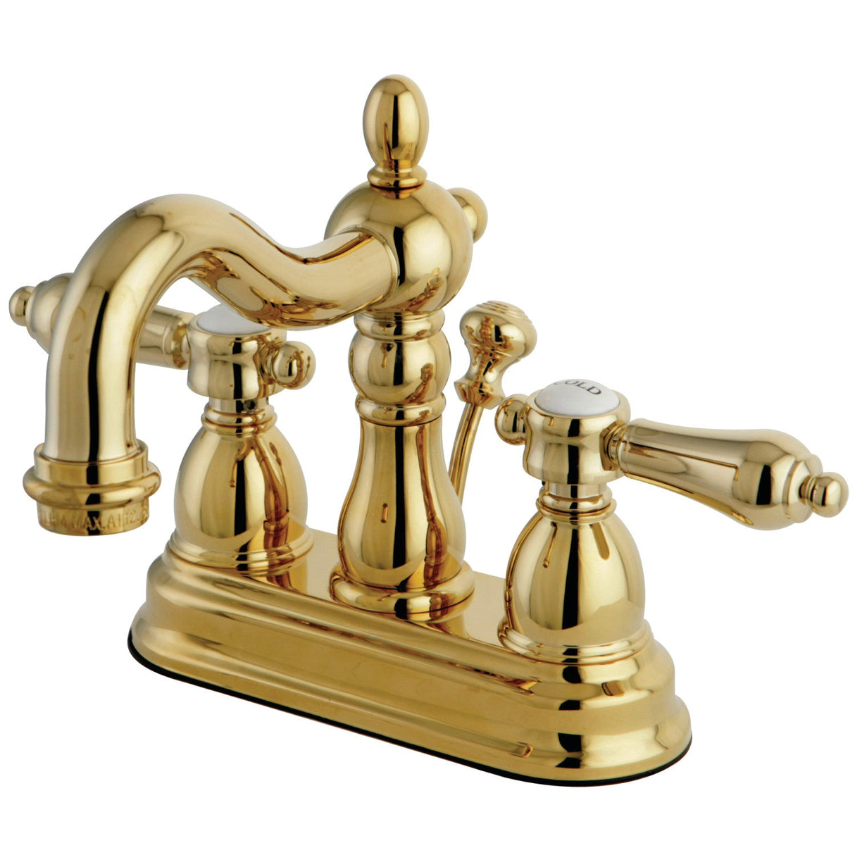 KS1602BAL Two-Handle 3-Hole Deck Mount 4" Centerset Bathroom Faucet with Brass Pop-Up, Polished Brass
