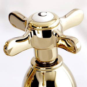 Essex KS1602BEX Two-Handle 3-Hole Deck Mount 4" Centerset Bathroom Faucet with Brass Pop-Up, Polished Brass