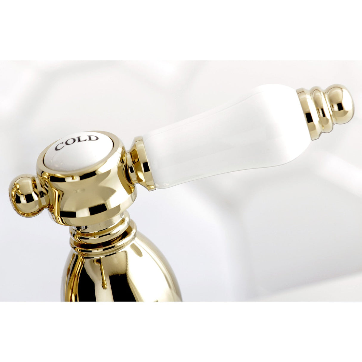 Bel-Air KS1602BPL Two-Handle 3-Hole Deck Mount 4" Centerset Bathroom Faucet with Brass Pop-Up, Polished Brass