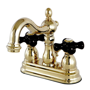 Duchess KS1602PKX Two-Handle 3-Hole Deck Mount 4" Centerset Bathroom Faucet with Brass Pop-Up, Polished Brass