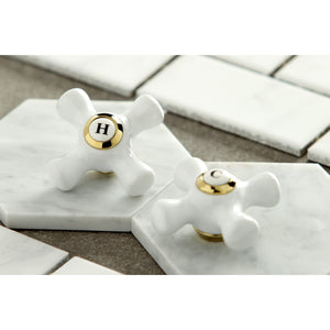 Heritage KS1602PX Two-Handle 3-Hole Deck Mount 4" Centerset Bathroom Faucet with Brass Pop-Up, Polished Brass