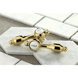 Tudor KS1602TAL Two-Handle 3-Hole Deck Mount 4" Centerset Bathroom Faucet with Brass Pop-Up, Polished Brass