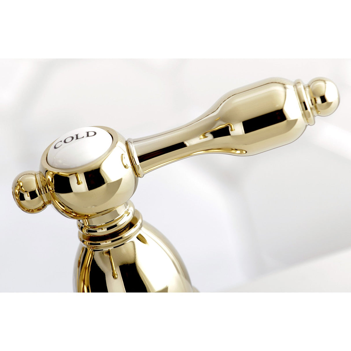 Tudor KS1602TAL Two-Handle 3-Hole Deck Mount 4" Centerset Bathroom Faucet with Brass Pop-Up, Polished Brass