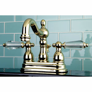 Wilshire KS1602WLL Two-Handle 3-Hole Deck Mount 4" Centerset Bathroom Faucet with Brass Pop-Up, Polished Brass