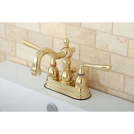 Silver Sage KS1602ZL Two-Handle 3-Hole Deck Mount 4" Centerset Bathroom Faucet with Brass Pop-Up, Polished Brass