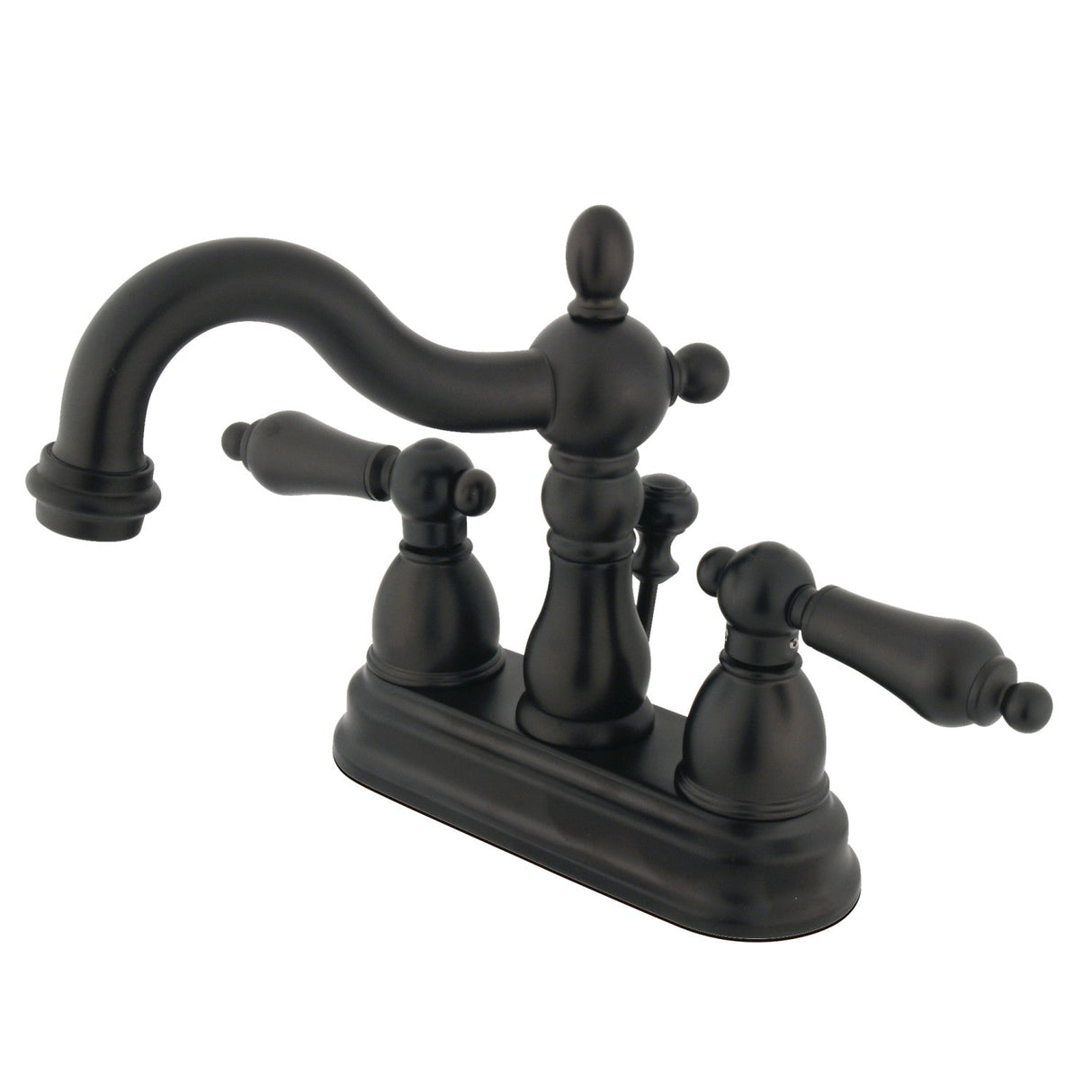Heritage KS1605AL Two-Handle 3-Hole Deck Mount 4" Centerset Bathroom Faucet with Brass Pop-Up, Oil Rubbed Bronze