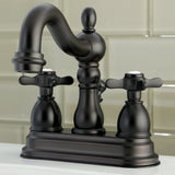 Essex KS1605BEX Two-Handle 3-Hole Deck Mount 4" Centerset Bathroom Faucet with Brass Pop-Up, Oil Rubbed Bronze