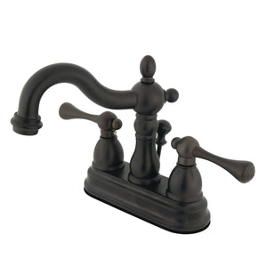 Heritage KS1605BL Two-Handle 3-Hole Deck Mount 4" Centerset Bathroom Faucet with Brass Pop-Up, Oil Rubbed Bronze