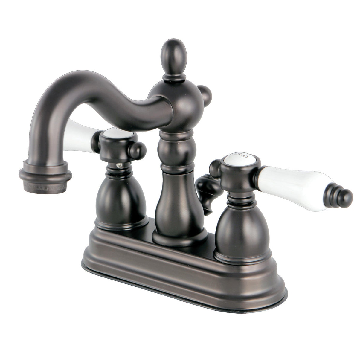 Bel-Air KS1605BPL Two-Handle 3-Hole Deck Mount 4" Centerset Bathroom Faucet with Brass Pop-Up, Oil Rubbed Bronze