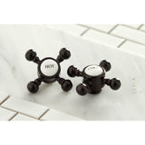 Heritage KS1605BX Two-Handle 3-Hole Deck Mount 4" Centerset Bathroom Faucet with Brass Pop-Up, Oil Rubbed Bronze