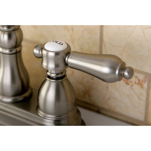 KS1608BAL Two-Handle 3-Hole Deck Mount 4" Centerset Bathroom Faucet with Brass Pop-Up, Brushed Nickel