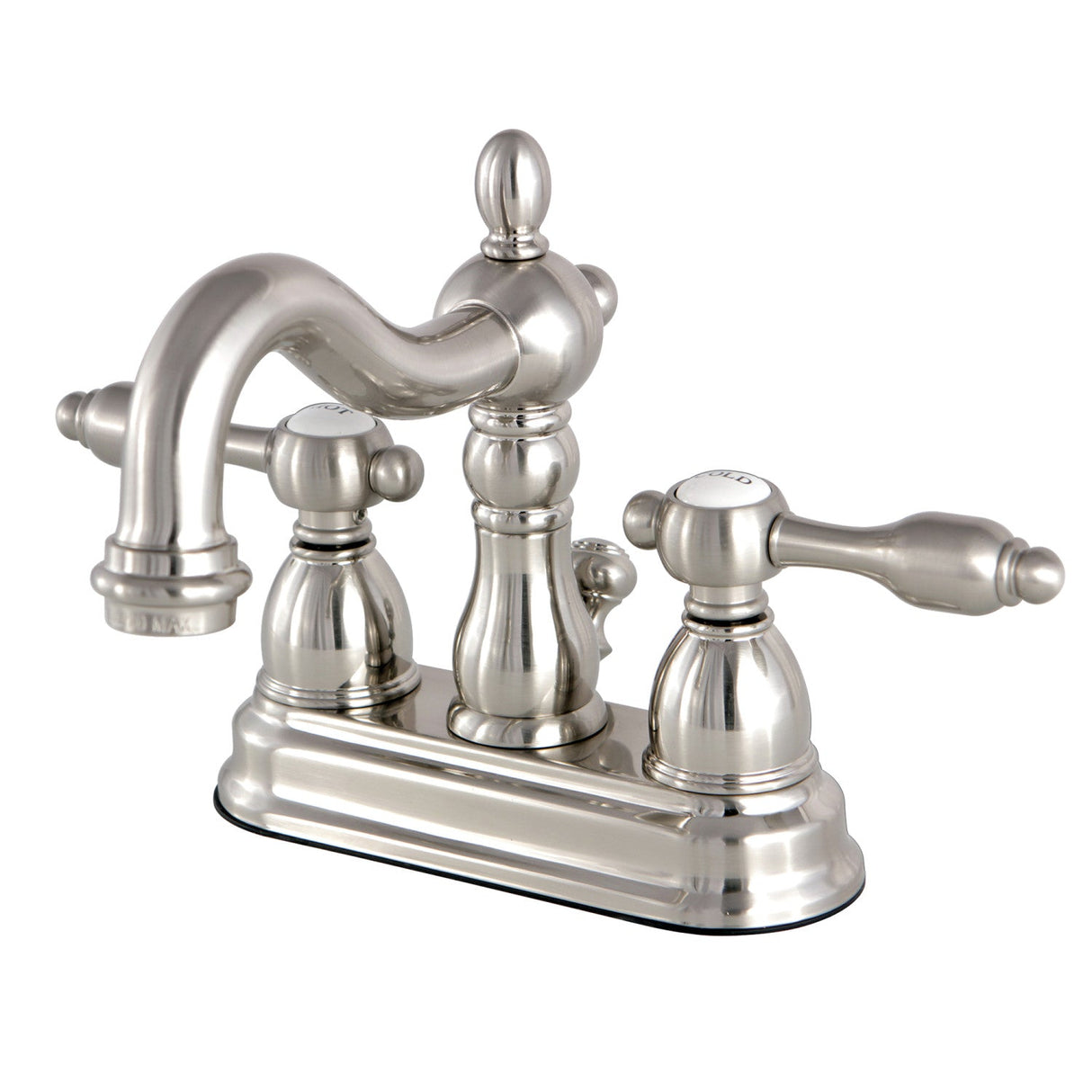 Tudor KS1608TAL Two-Handle 3-Hole Deck Mount 4" Centerset Bathroom Faucet with Brass Pop-Up, Brushed Nickel