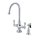 Vintage KS1761ALBS Two-Handle 2-Hole Deck Mount Kitchen Faucet with Brass Sprayer, Polished Chrome