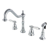 Bel-Air KS1791BPLBS Two-Handle 4-Hole Deck Mount Widespread Kitchen Faucet with Brass Sprayer, Polished Chrome