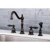 Duchess KS1795PKLBS Two-Handle 4-Hole Deck Mount Widespread Kitchen Faucet with Brass Sprayer, Oil Rubbed Bronze