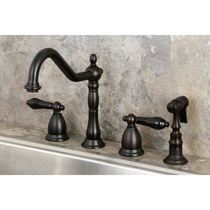 Duchess KS1795PKLBS Two-Handle 4-Hole Deck Mount Widespread Kitchen Faucet with Brass Sprayer, Oil Rubbed Bronze