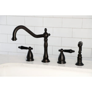 Duchess KS1795PKLBS Two-Handle 4-Hole Deck Mount Widespread Kitchen Faucet with Brass Sprayer, Oil Rubbed Bronze