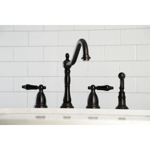 Duchess KS1795PKLBS Two-Handle 4-Hole Deck Mount Widespread Kitchen Faucet with Brass Sprayer, Oil Rubbed Bronze