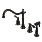 Duchess KS1795PKLBS Two-Handle 4-Hole Deck Mount Widespread Kitchen Faucet with Brass Sprayer, Oil Rubbed Bronze