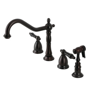 Duchess KS1795PKLBS Two-Handle 4-Hole Deck Mount Widespread Kitchen Faucet with Brass Sprayer, Oil Rubbed Bronze
