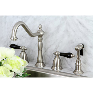 Duchess KS1798PKLBS Two-Handle 4-Hole Deck Mount Widespread Kitchen Faucet with Brass Sprayer, Brushed Nickel