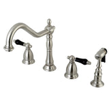 Duchess KS1798PKLBS Two-Handle 4-Hole Deck Mount Widespread Kitchen Faucet with Brass Sprayer, Brushed Nickel