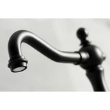 Heritage KS1970BX Two-Handle 3-Hole Deck Mount Widespread Bathroom Faucet with Brass Pop-Up, Matte Black