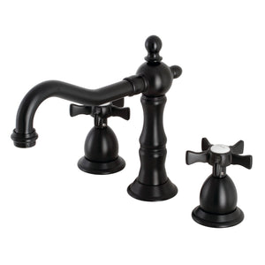 Hamilton KS1970NX Two-Handle 3-Hole Deck Mount Widespread Bathroom Faucet with Brass Pop-Up, Matte Black