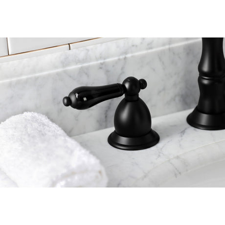 Duchess KS1970PKL Two-Handle 3-Hole Deck Mount Widespread Bathroom Faucet with Brass Pop-Up, Matte Black